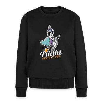 Halloween Hexe Flight Instructor - Frauen Premium Bio Pullover - Schwarz - Vorne - Julia (174cm)
