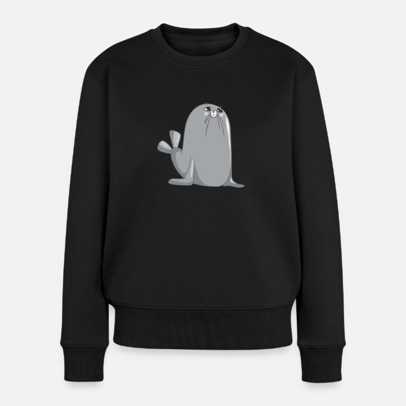 Süße Robbe - Frauen Premium Bio Pullover - Schwarz
