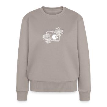 Appareil photo floral - Pull Premium bio Femme - taupe - Devant - Julia (174cm)