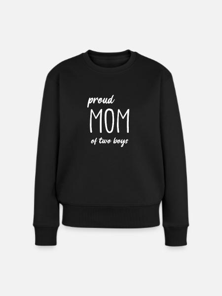 Stolze Mama | zweifache Jungs-Mama - Frauen Premium Bio Pullover - Schwarz