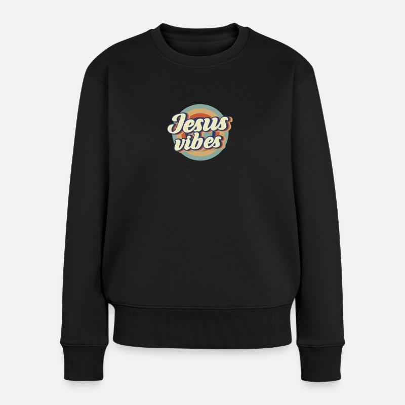 Jesus Vibes Christ - Frauen Premium Bio Pullover - Schwarz