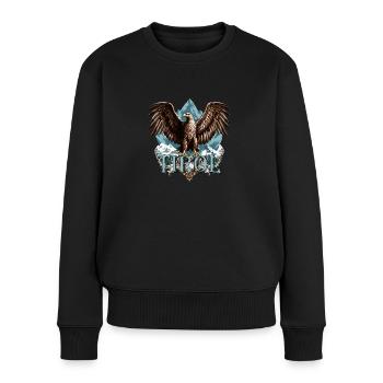 Tirol mit Adler dem Land Tirol die Treue, Geschenk - Frauen Premium Bio Pullover - Schwarz - Vorne - Julia (174cm)