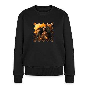 Woman with elephant design - Women's Premium Organic Jumper - black - Front - Julia (174cm)