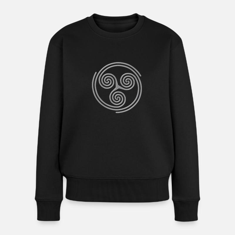 Celtic Culture Triple Spiral Triskele Symbol 5a - Frauen Premium Bio Pullover - Schwarz