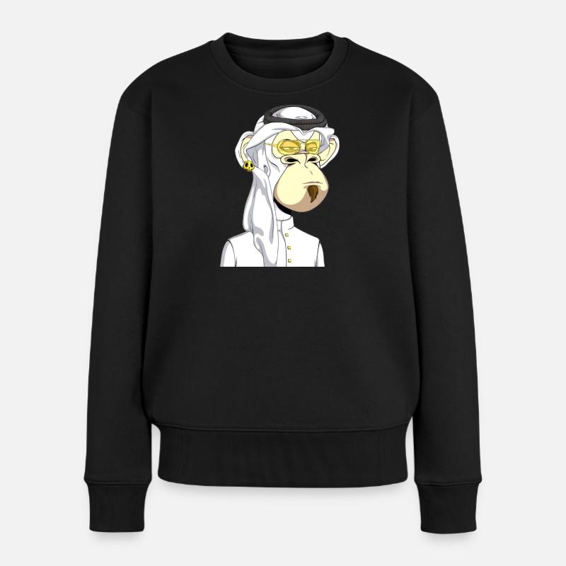 Ape mit Goldbrille - Frauen Premium Bio Pullover - Schwarz