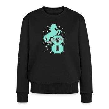 8. Geburtstag Reiten Pferd Reitstall - Frauen Premium Bio Pullover - Schwarz - Vorne - Julia (174cm)