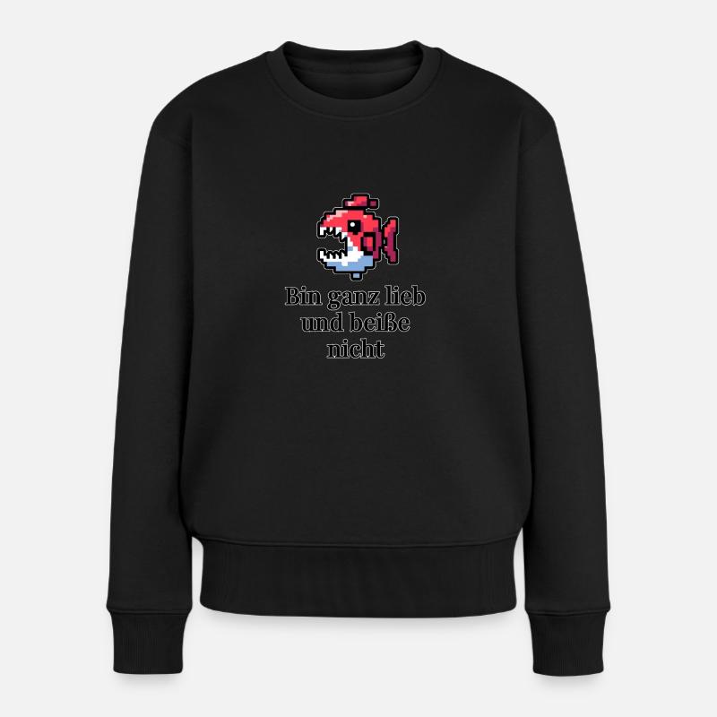 Lustiges - bin ganz lieb und beiße nicht Design - Frauen Premium Bio Pullover - Schwarz
