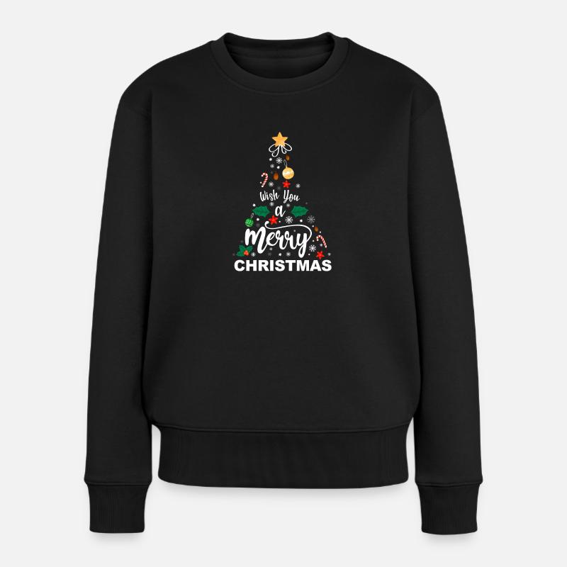 Weihnachtsbaum Bunt Symbol - Frauen Premium Bio Pullover - Schwarz