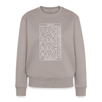 Ohne Fake - Frauen Premium Bio Pullover - Taupe - Vorne - Julia (174cm)