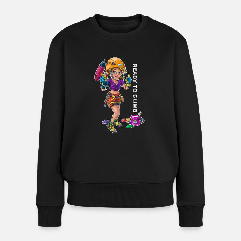 Bereit 00 zu klettern - Frauen Premium Bio Pullover - Schwarz