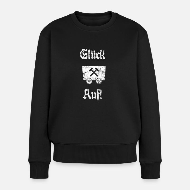 Glück Auf! Logo Schlägel und Eisen - Frauen Premium Bio Pullover - Schwarz
