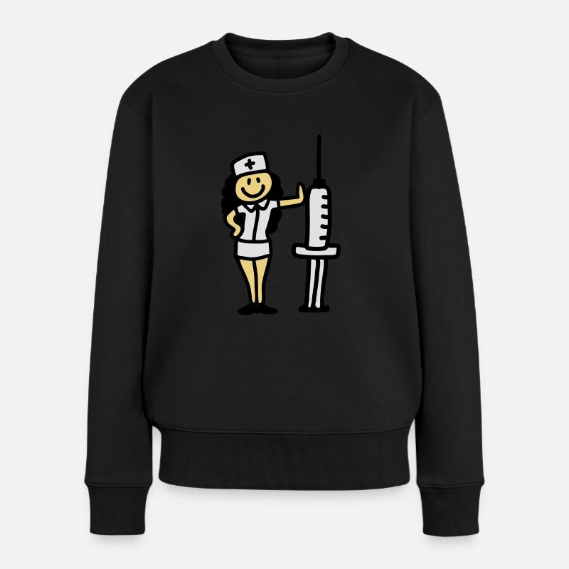 Krankenschwester Ärztin mit Spritze - Frauen Premium Bio Pullover - Schwarz