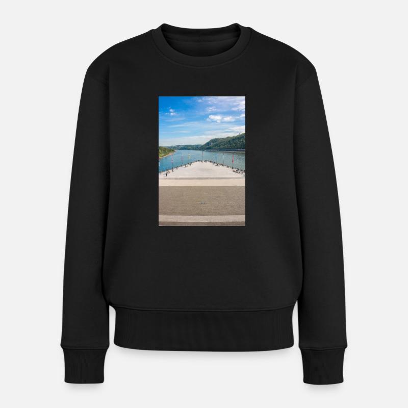 Deutsches Eck Koblenz Rhein & Mosel Poster - Frauen Premium Bio Pullover - Schwarz