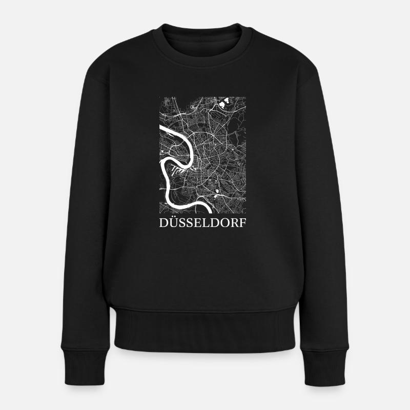 Karte von Düsseldorf - Frauen Premium Bio Pullover - Schwarz