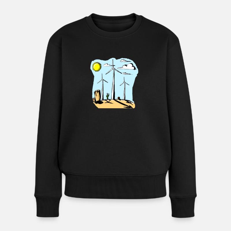windräder - Frauen Premium Bio Pullover - Schwarz
