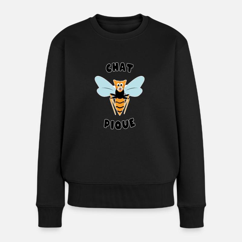 "Roupette le chat" . Chat pique guêpe - Pull Premium bio Femme - noir