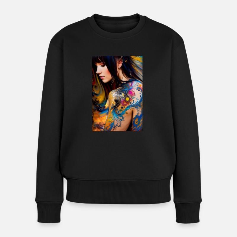 Farbenfrohe Schönheit 8 - Frauen Premium Bio Pullover - Schwarz