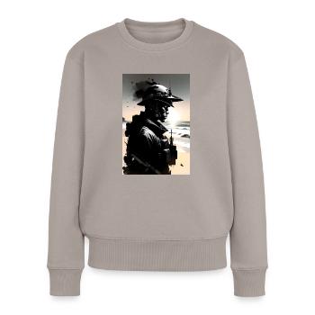 Soldat - Pull Premium bio Femme - taupe - Devant - Julia (174cm)