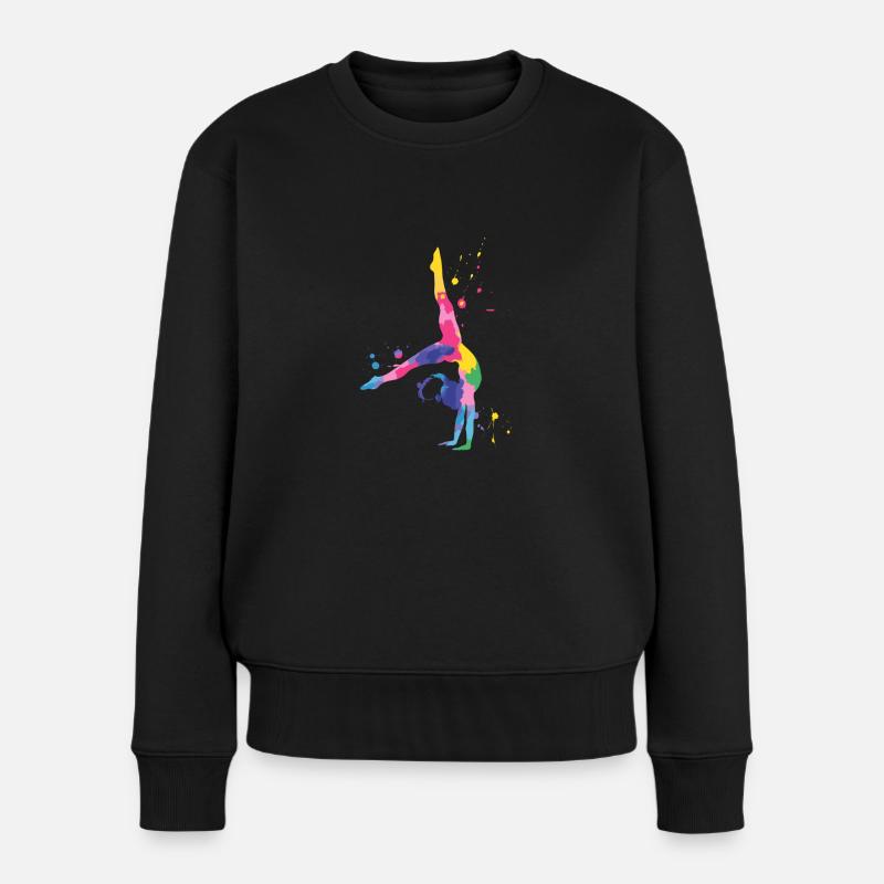 Gymnastik Bunt und Kraftvoll - Frauen Premium Bio Pullover - Schwarz