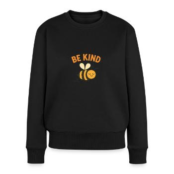 Be Kind – Süßes Bienen Design - Frauen Premium Bio Pullover - Schwarz - Vorne - Julia (174cm)