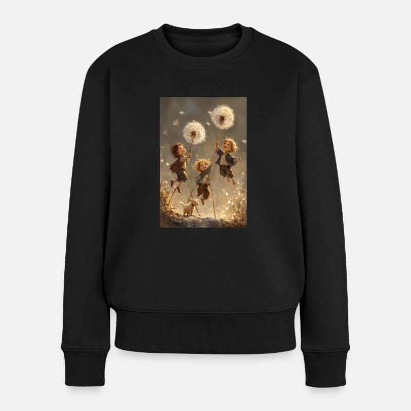 Fröhliches Löwenzahn-Abenteuer - Frauen Premium Bio Pullover - Schwarz