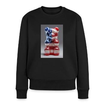 USA Stars & Stripes Gummibärchen - Frauen Premium Bio Pullover - Schwarz - Vorne - Julia (174cm)