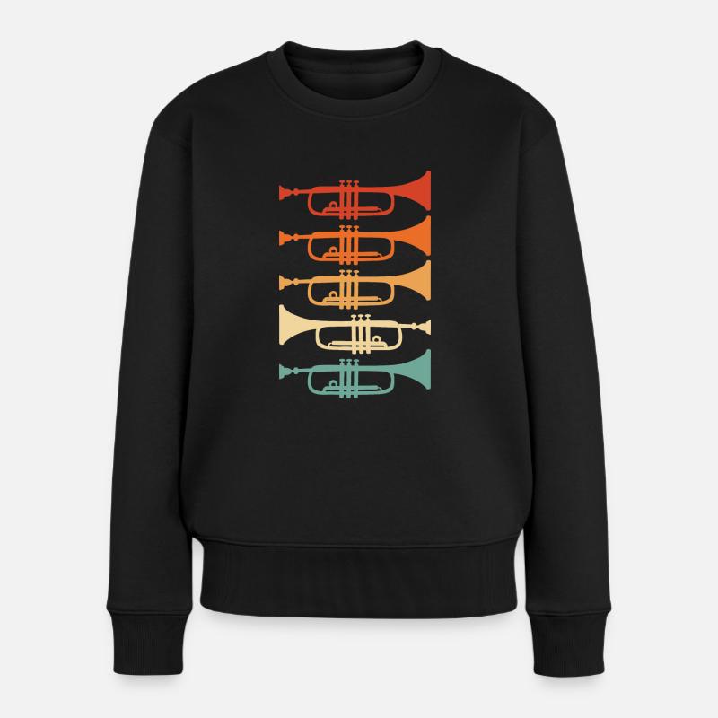 Trompete - Frauen Premium Bio Pullover - Schwarz