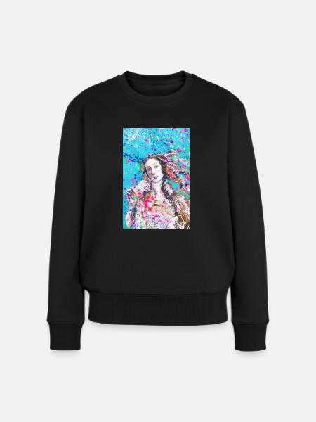 Venus Botticelli - Frauen Premium Bio Pullover - Schwarz
