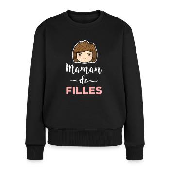 Mama von Mädchen Mutter Töchter Muttertag - Frauen Premium Bio Pullover - Schwarz - Vorne - Julia (174cm)