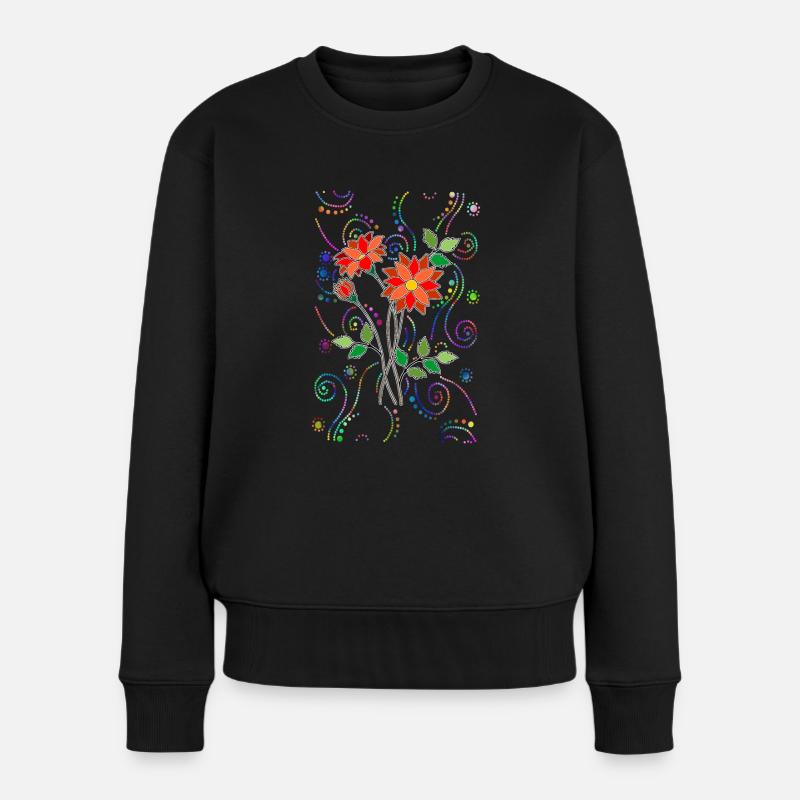 Blumen - Frauen Premium Bio Pullover - Schwarz