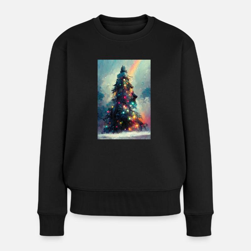 Lebendiger Weihnachtsbaum - Frauen Premium Bio Pullover - Schwarz