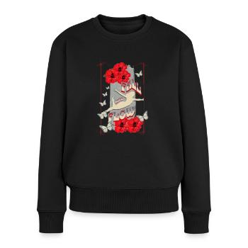 Fall into Flow, Dance Design, Vintage, Retro - Frauen Premium Bio Pullover - Schwarz - Vorne - Julia (174cm)