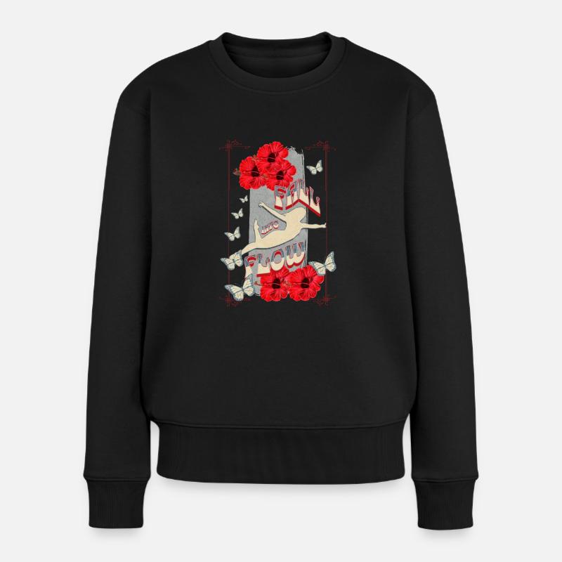 Fall into Flow, Dance Design, Vintage, Retro - Frauen Premium Bio Pullover - Schwarz