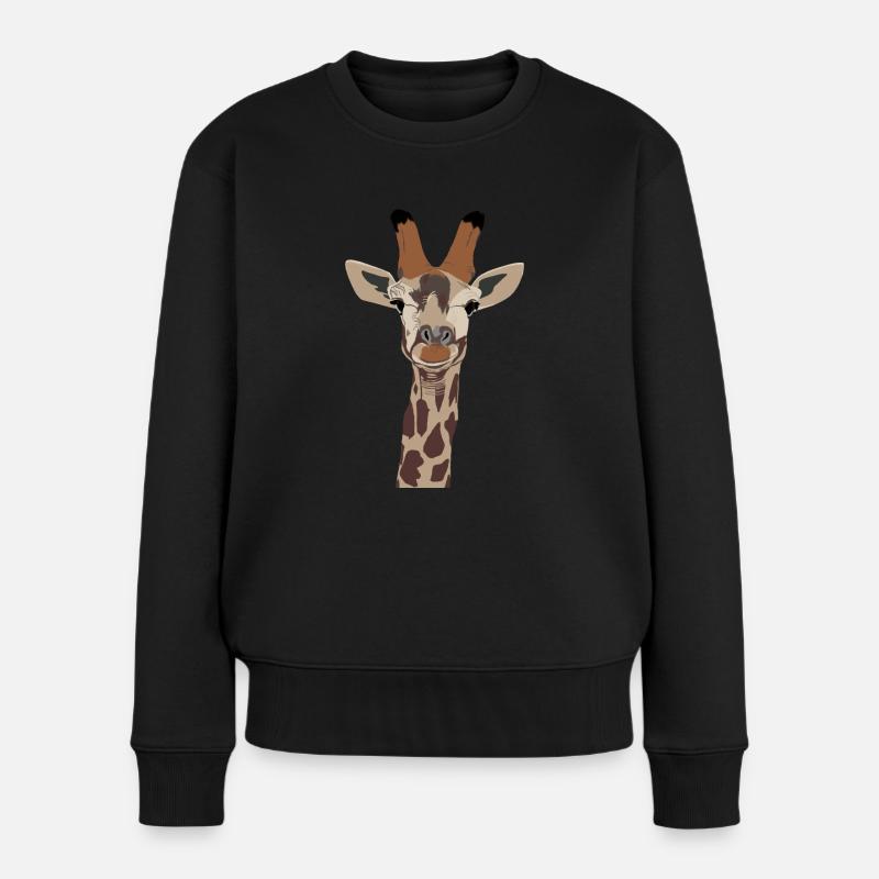Giraffenkopf Giraffenportraet - Frauen Premium Bio Pullover - Schwarz