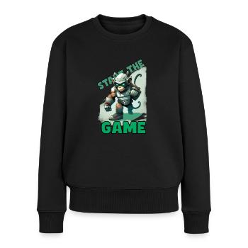 Space Gaming Gamer Monkey - Frauen Premium Bio Pullover - Schwarz - Vorne - Julia (174cm)