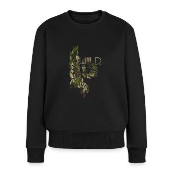 Chat sauvage,Or,Graffiti,Motif Lion,Léopard - Pull Premium bio Femme - noir - Devant - Julia (174cm)