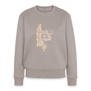 Chat sauvage,Or,Graffiti,Motif Lion,Léopard - Pull Premium bio Femme - taupe - Devant - Julia (174cm)