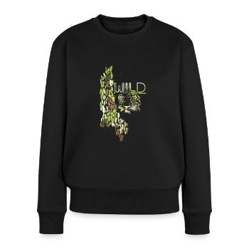 Chat sauvage,Or,Graffiti,Motif Lion,Léopard - Pull Premium bio Femme - noir - Devant - Julia (174cm)
