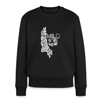 leopard, katze, wildkatze, graffiti, malerei,weiss - Frauen Premium Bio Pullover - Schwarz - Vorne - Julia (174cm)