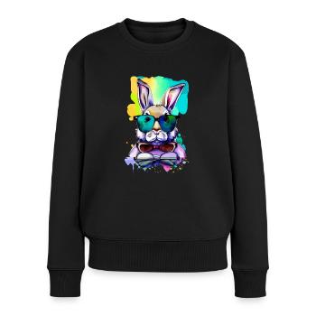 Dr. Osterhase - Frauen Premium Bio Pullover - Schwarz - Vorne - Julia (174cm)