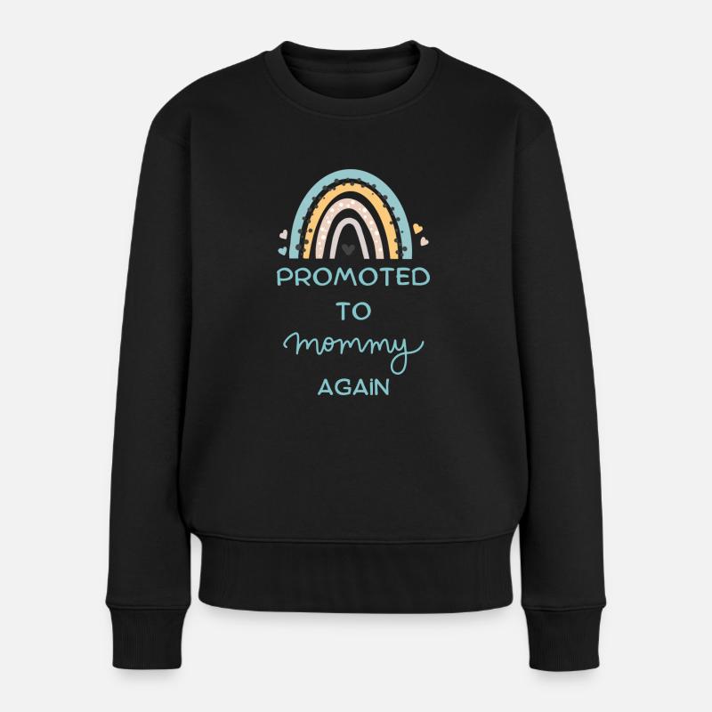 Promoted to mommy again schwangerschaft ankündigun - Frauen Premium Bio Pullover - Schwarz
