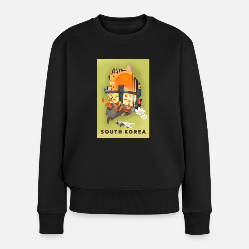 Südkorea Reiseplakatkarte - Frauen Premium Bio Pullover - Schwarz