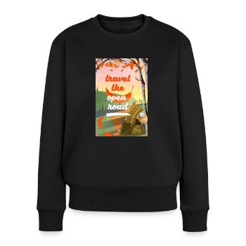 Reisen Sie auf offener Straße - Frauen Premium Bio Pullover - Schwarz - Vorne - Julia (174cm)