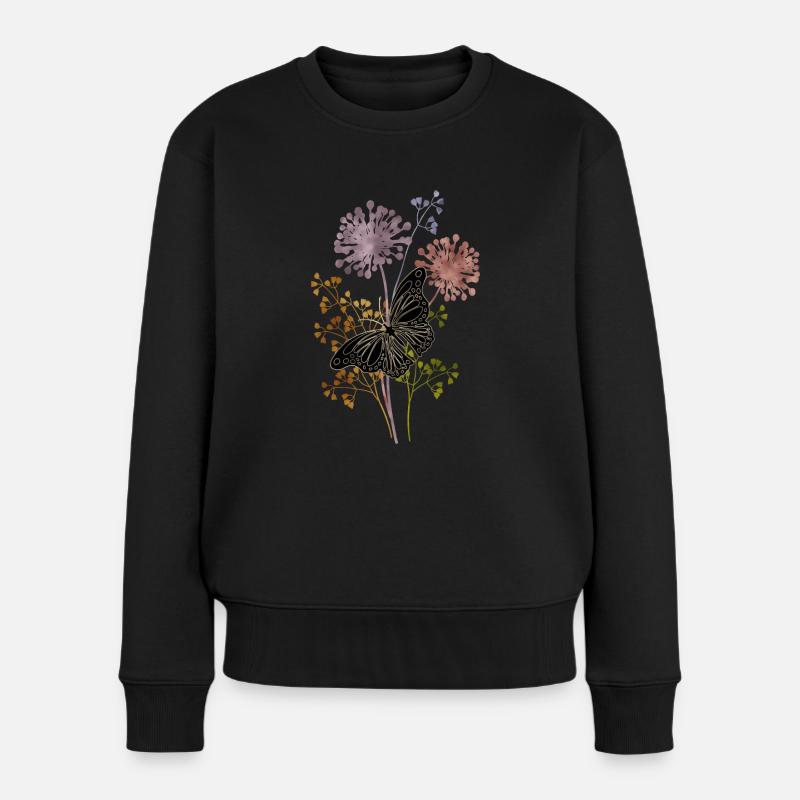 Schmetterling - Frauen Premium Bio Pullover - Schwarz