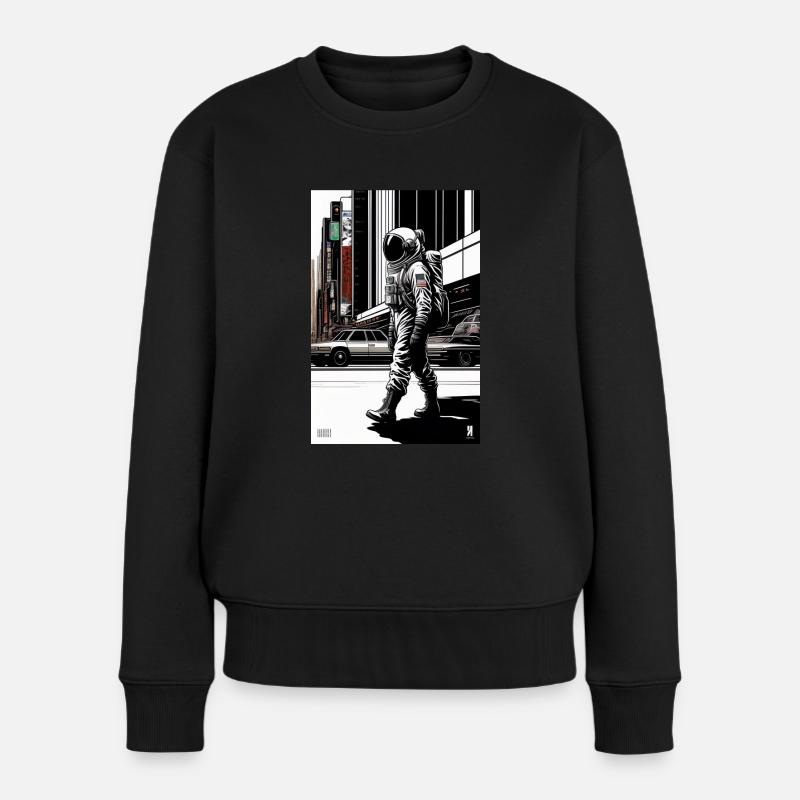 Großstadtastronaut - Frauen Premium Bio Pullover - Schwarz