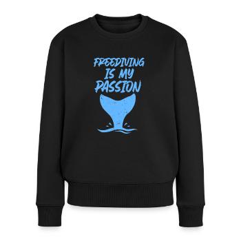 L’apnée est ma passion - Pull Premium bio Femme - noir - Devant - Julia (174cm)