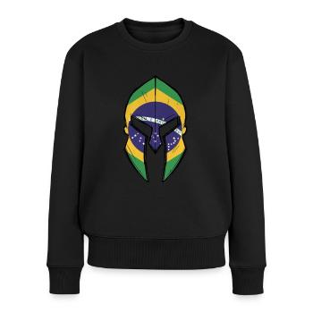 drapeau du Brésil dans le casque du guerrier spartiate - Pull Premium bio Femme - noir - Devant - Julia (174cm)