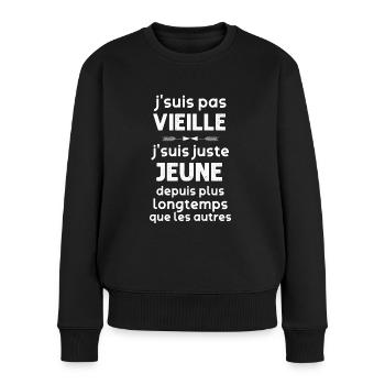 Vieille Cadeau Drôle Pour Femme maman Anniversaire - Pull Premium bio Femme - noir - Devant - Julia (174cm)