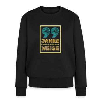 Weisheit 99 - Frauen Premium Bio Pullover - Schwarz - Vorne - Julia (174cm)