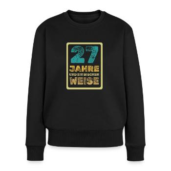 Weisheit 27 - Frauen Premium Bio Pullover - Schwarz - Vorne - Julia (174cm)